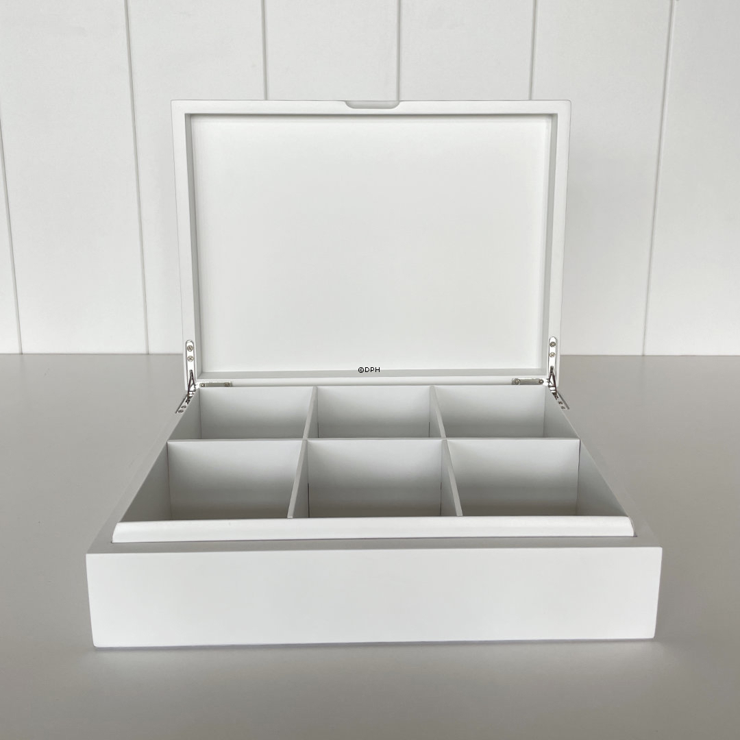 Weiße Aufbewahrungsbox mit 6 Fächern 27x20x7cm