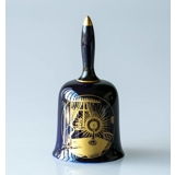 1974 Hackefors Weihnachtsglocke, Kerze Kobaltblau mit Gold