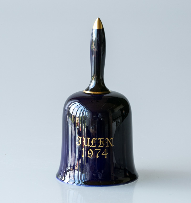 1974 Hackefors Weihnachtsglocke, Kerze Kobaltblau mit Gold