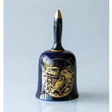 1978 Hackefors Weihnachtsglocke, Vogel Kobaltblau mit Gold