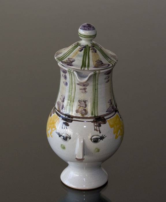 Wiinblad Krug mit Hut handbemalt, blau / weiß oder mehrfarbig