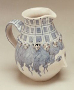 Wiinblad Krug, handbemalt, blau / weiß oder mehrfarbig