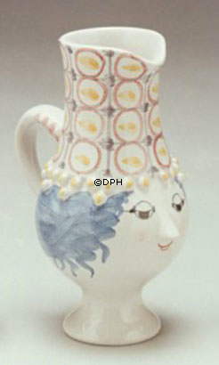 Wiinblad Krug, handbemalt, blau / weiß oder mehrfarbig