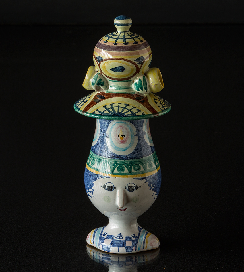 Wiinblad Krug mit Hut handbemalt, blau / weiß oder mehrfarbig (Mit Fehler ohne Hut)