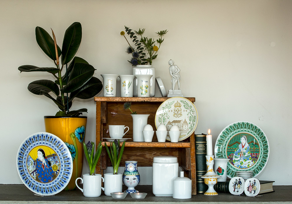 Wiinblad Krug mit Hut handbemalt, blau / weiß oder mehrfarbig (Mit Fehler ohne Hut)