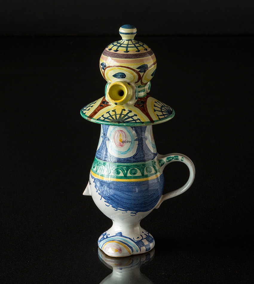 Wiinblad Krug mit Hut handbemalt, blau / weiß oder mehrfarbig (Mit Fehler ohne Hut)