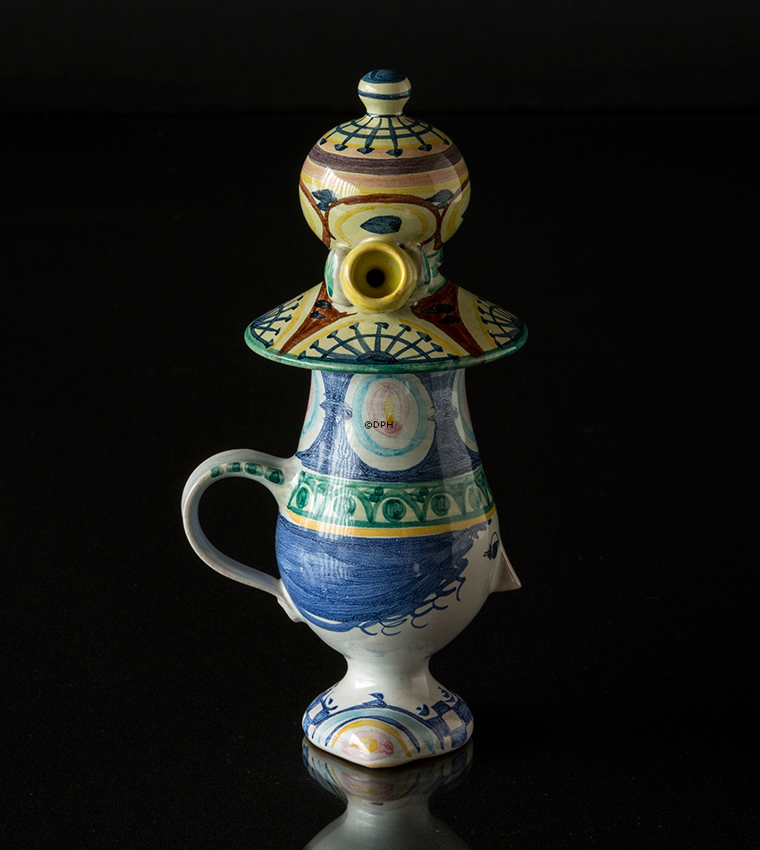 Wiinblad Krug mit Hut handbemalt, blau / weiß oder mehrfarbig (Mit Fehler ohne Hut)