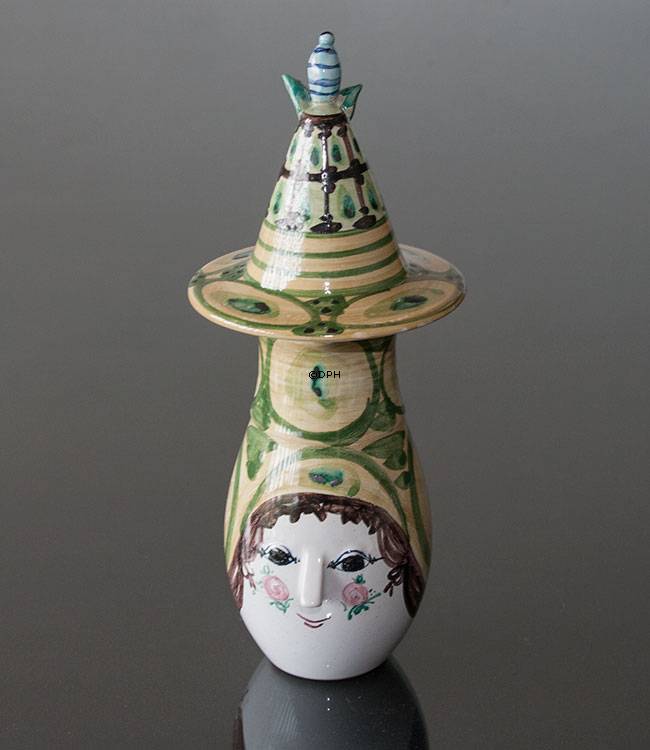 Wiinblad Krug mit Hut, handbemalt, blau / weiß oder mehrfarbig