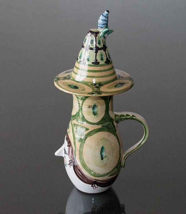 Wiinblad Krug mit Hut, handbemalt, blau / weiß oder mehrfarbig