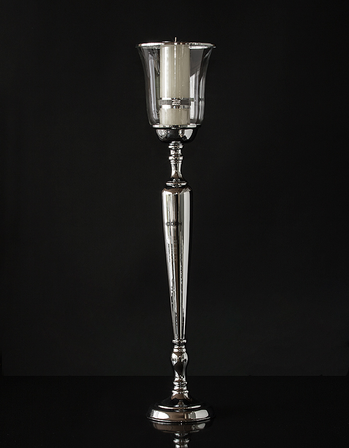 Bodenkerzenhalter in Chrom mit Glas