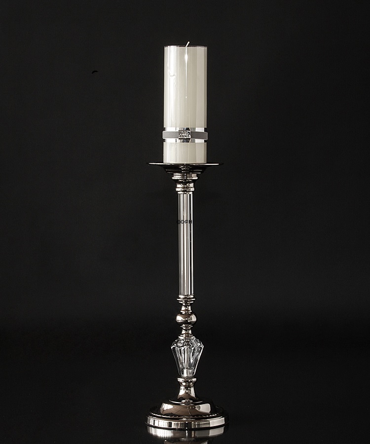 Runder Leuchter in Nickel und Glas