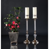 Runder Leuchter in Nickel und Glas