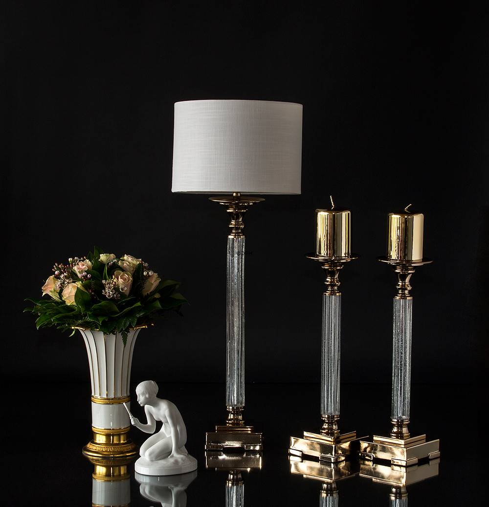 Goldener Kerzenständer mit knisterndem Glas | Nr. k1070 | Alt. 31357