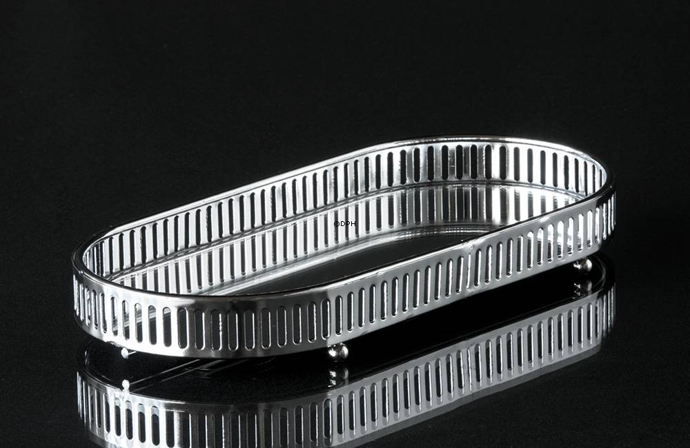 Ovales Tablett mit Spiegel, Chrom, klein 12x25 cm