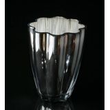 Glasvase mit Silber Finish und Rillen