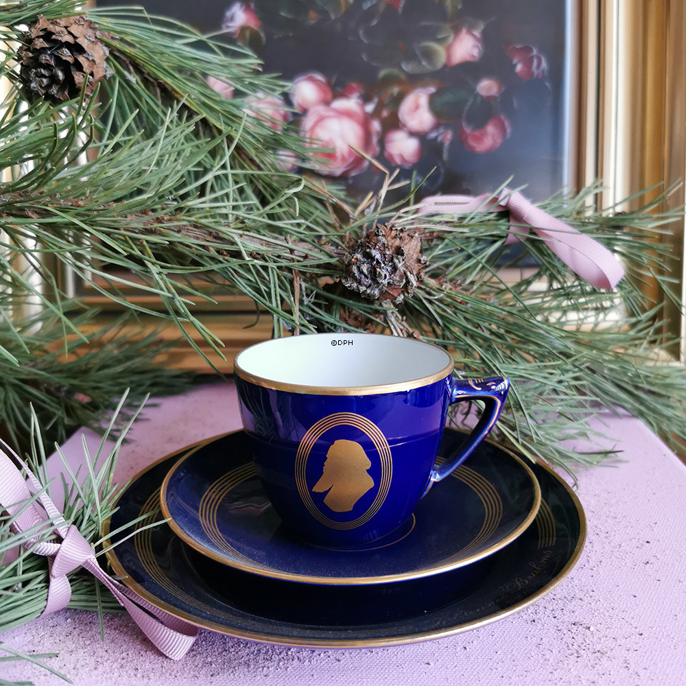 Komponist Kaffeegeschirr, Brahms, Tasse, Untertasse und Kuchenteller Nr. 3, Bing & Gröndahl