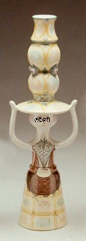 Wiinblad Kerzenhalter, Hutfrau, handbemalt, blau / weiß oder mehrfarbig