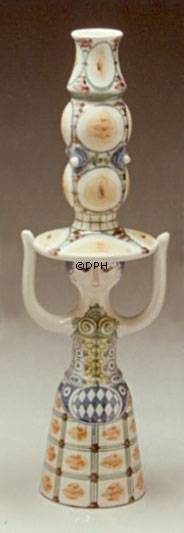 Wiinblad Kerzenhalter, Hutfrau, handbemalt, blau / weiß oder mehrfarbig