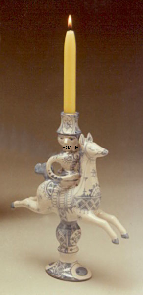 Wiinblad Reiter 1 Kerze Figur, handbemalt, blau / weiß