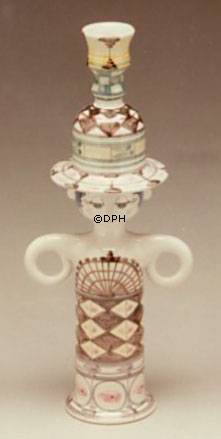 Wiinblad Kerzenhalter, Kerzenleuchter, handbemalt, blau / weiß