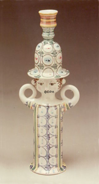 Wiinblad Kerzenhalter, Kerzenleuchter, handbemalt, blau / weiß