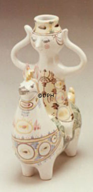 Wiinblad Kerzenhalter, Reiter mit 1 Kerze, handbemalt, blau / weiß oder mehrfarbig