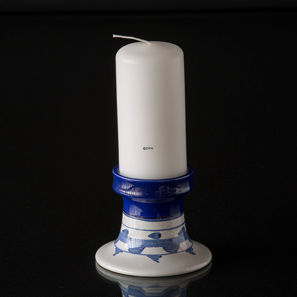 Wiinblad Leuchter, klein, handbemalt, blau / weiß Nr. 76