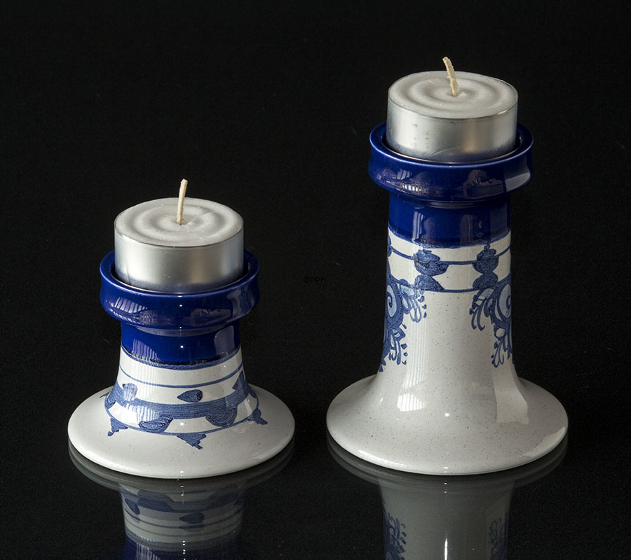 Wiinblad Leuchter, mittel, handbemalt, blau / weiß