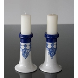 Wiinblad Leuchter, groß, handbemalt, blau / weiß, 2er Set