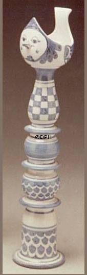 Wiinblad Kerzenhalter, Vogel, groß, handbemalt, blau / weiß