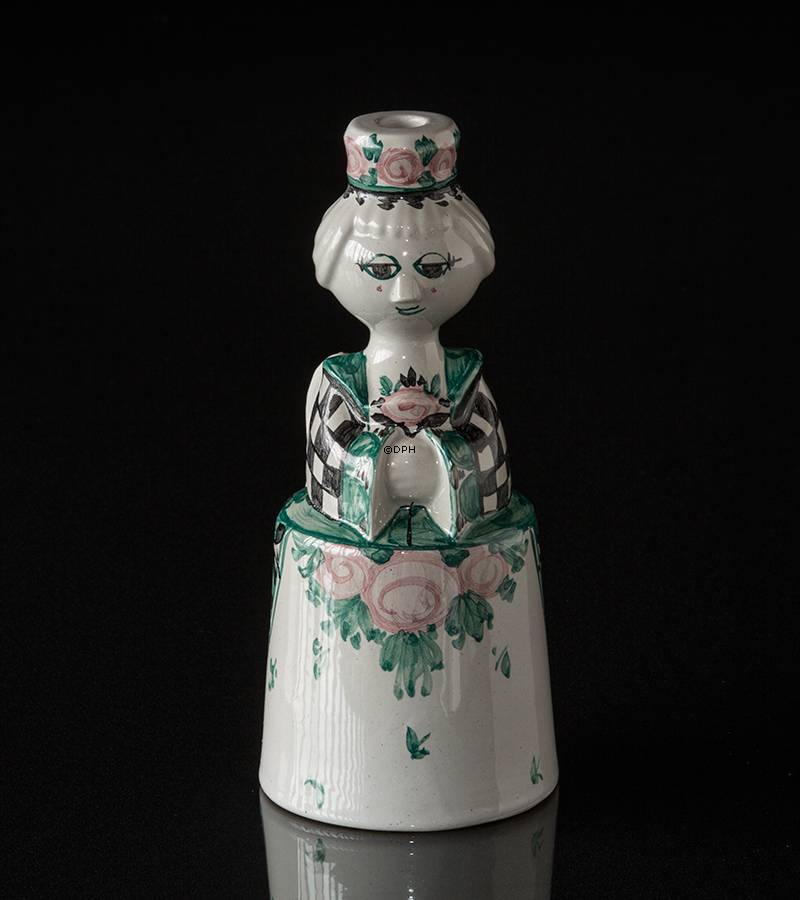 Wiinblad Kerzenständer, Engel mit 1 Kerze, handbemalt, blau / weiß oder mehrfarbig