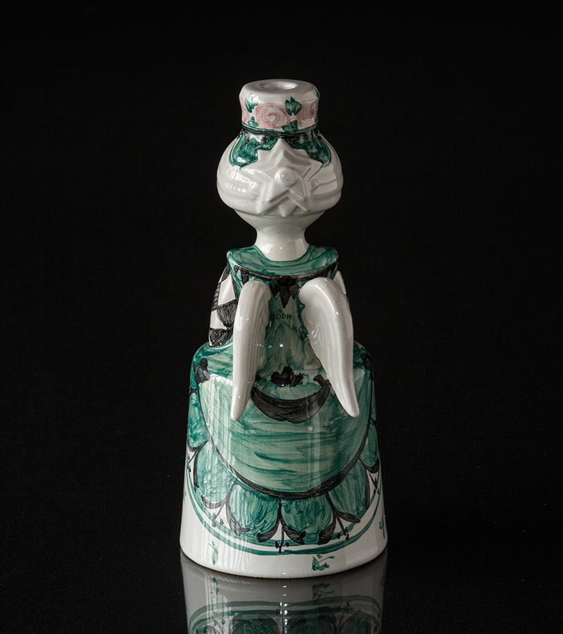 Wiinblad Kerzenständer, Engel mit 1 Kerze, handbemalt, blau / weiß oder mehrfarbig