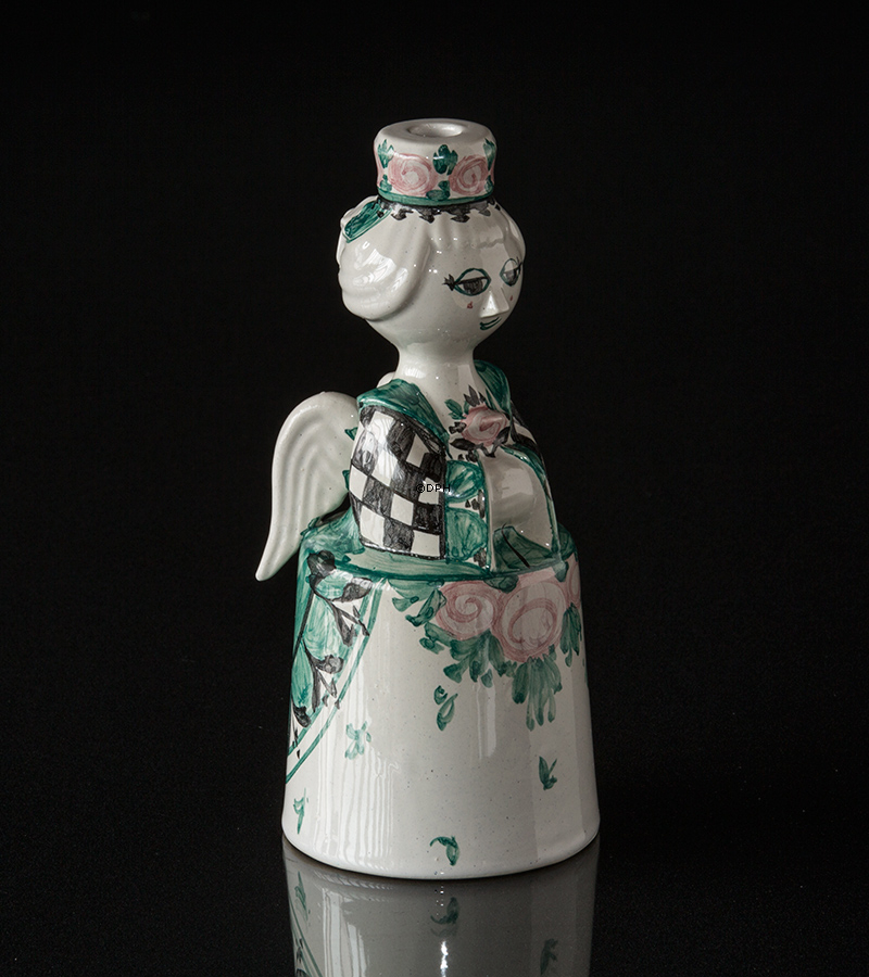 Wiinblad Kerzenständer, Engel mit 1 Kerze, handbemalt, blau / weiß oder mehrfarbig