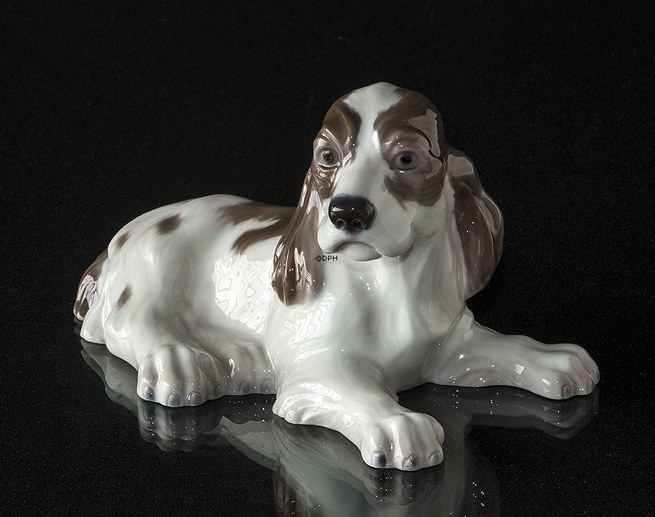 Cocker Spaniel, liegend, Lyngby Figur Nr. 10