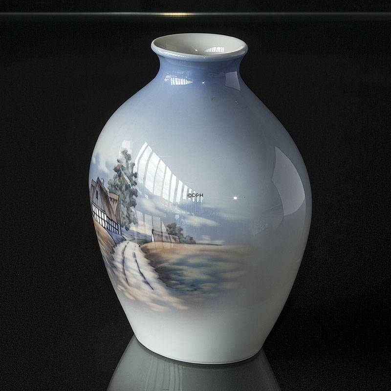 Lyngby Vase mit Landschaft "Haus", Nr. 151-91