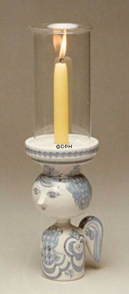 Wiinblad Kerzenengel, handbemalt, Blau / Weiß