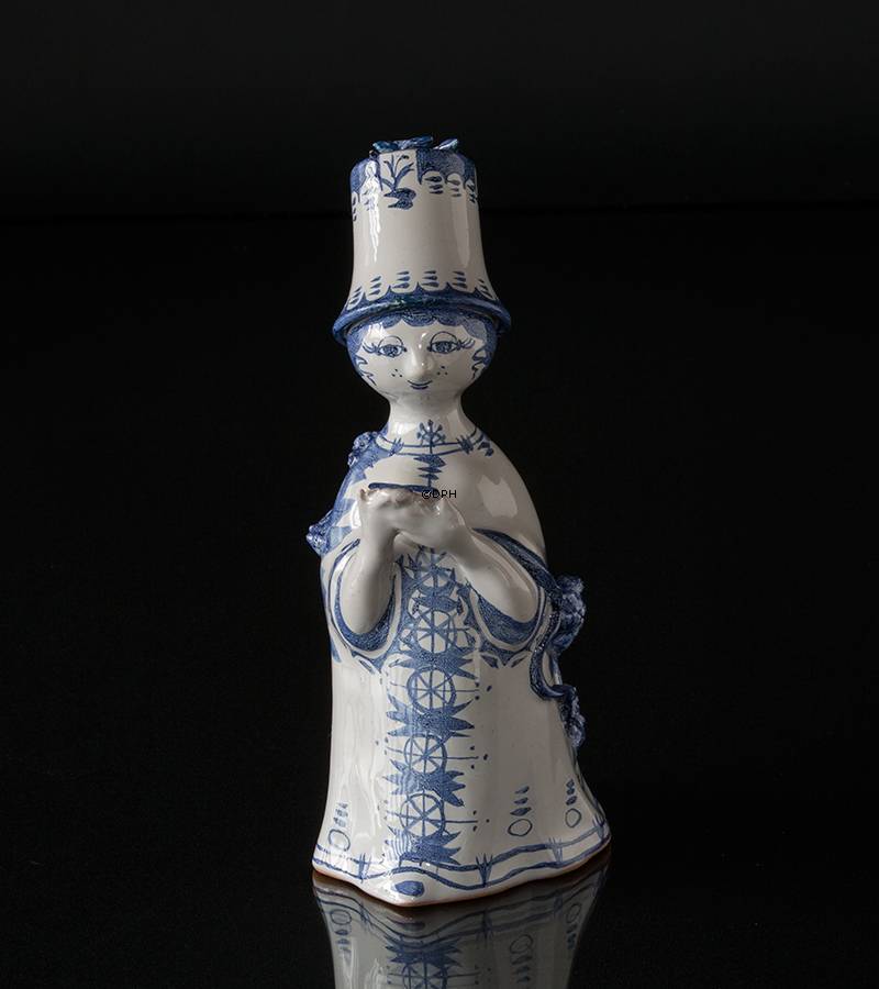 Wiinblad Figur, handbemalt, Blau / Weiß