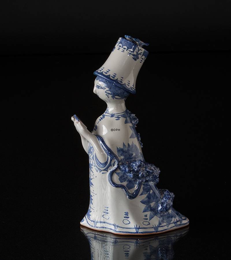 Wiinblad Figur, handbemalt, Blau / Weiß