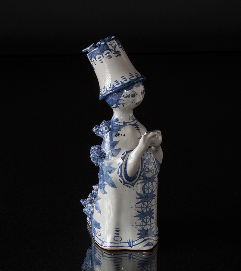 Wiinblad Figur, handbemalt, Blau / Weiß