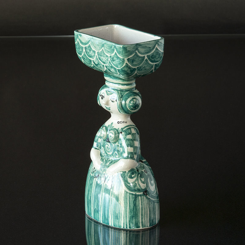 Wiinblad Eierkorbfrau, handbemalt, Blau / Weiß oder mehrfarbig