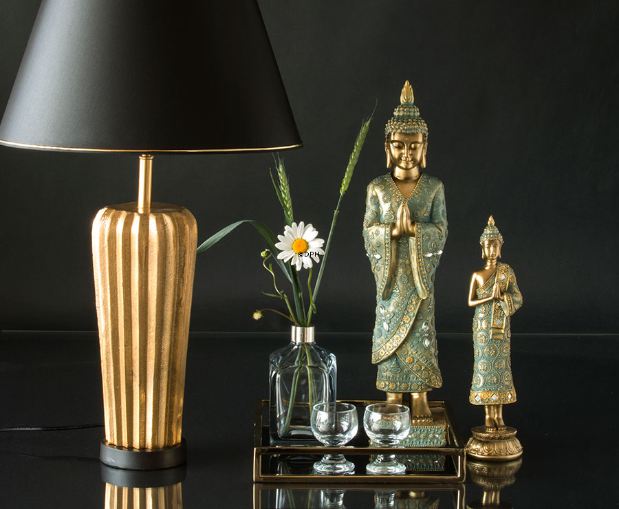 Viereckiges Tablett mit Schwarzem Glas vergoldet, Klein