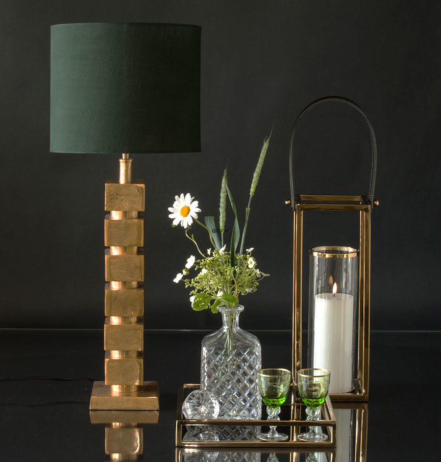 Kleines viereckige Tablett vergoldet mit Spiegel