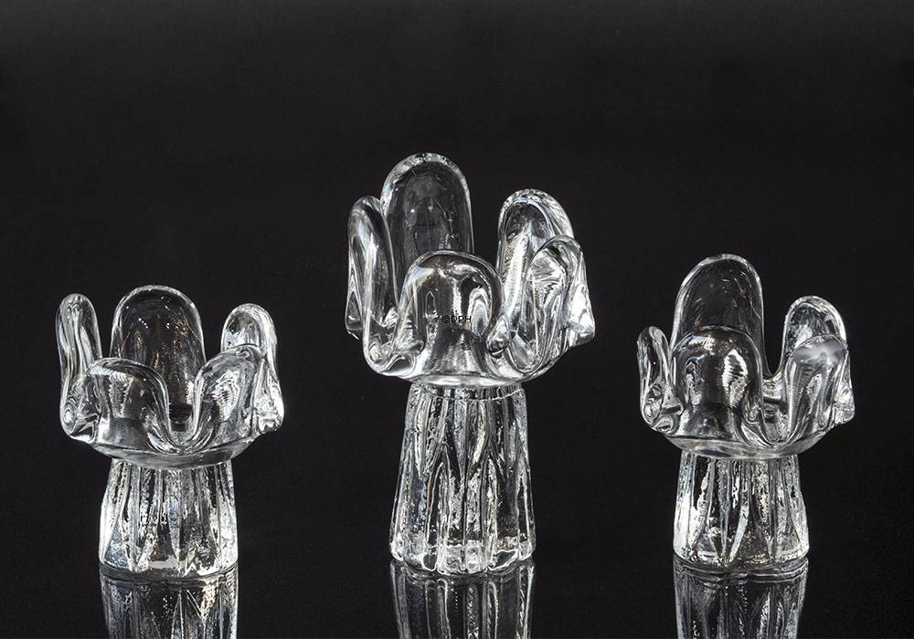 Orrefors Set von drei Kerzenhaltern