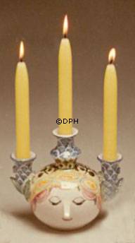 Wiinblad Leuchter, Kugelkopf, handbemalt, Blau / Weiß oder mehrfarbig