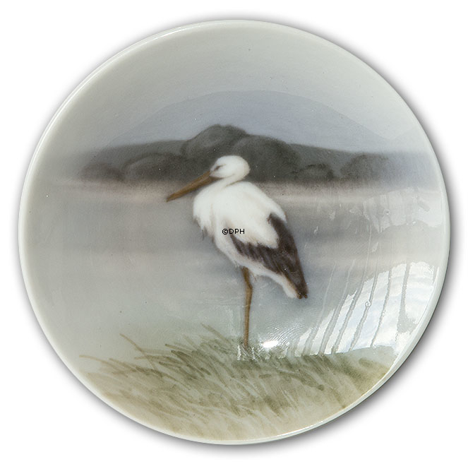 Schale / Teller (mit Löchern zum Aufhängen) mit Storchenmotiv, Royal Copenhagen Nr. 1001-2800