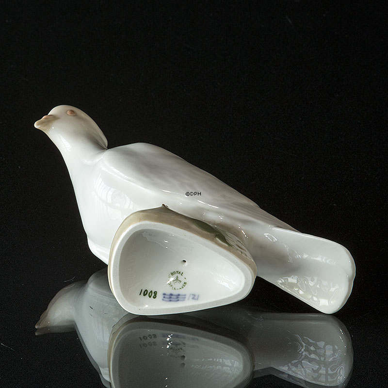 Weiße Taube, Royal Copenhagen Vogelfigur Nr. 1008, Sehr selten (1894-1922)