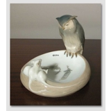 Schale mit Eule und 3 weißen Mäusen, Royal Copenhagen Nr. 1050-610