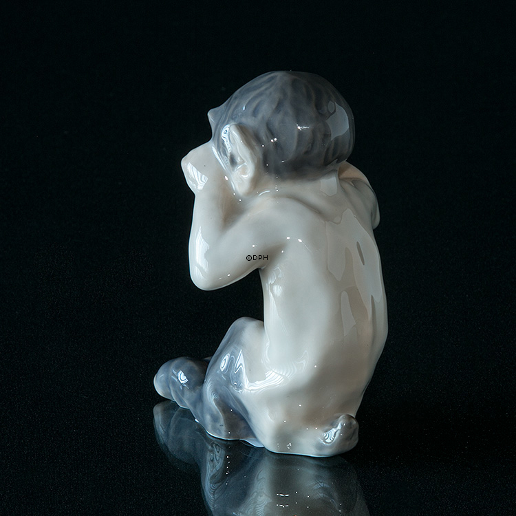 Faun weint, sitzend, Sehr Selten, Royal Copenhagen Figur Nr. 1061