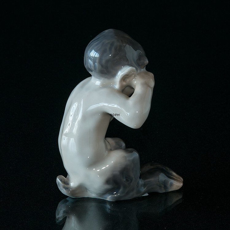 Faun weint, sitzend, Sehr Selten, Royal Copenhagen Figur Nr. 1061