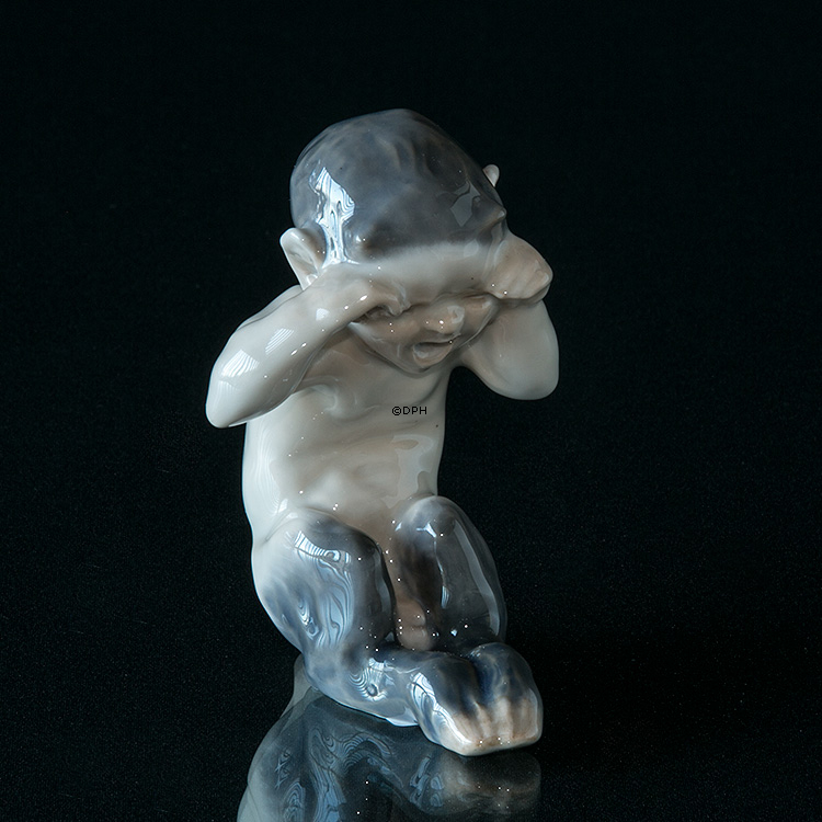 Faun weint, sitzend, Sehr Selten, Royal Copenhagen Figur Nr. 1061